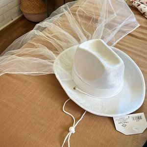 Bridal Cowboy Hat with veil. Never worn